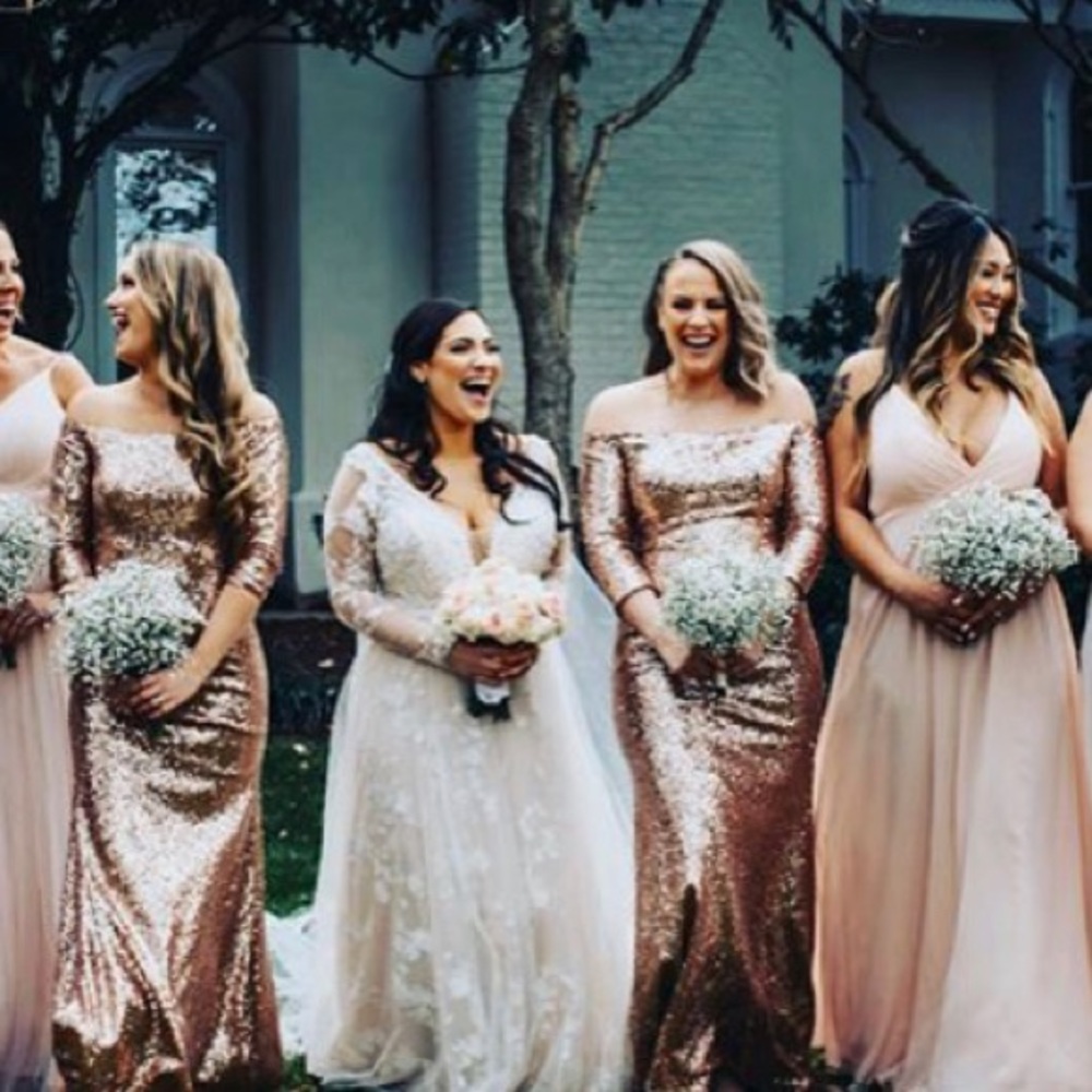 Gold sequin Bridesmaids dress